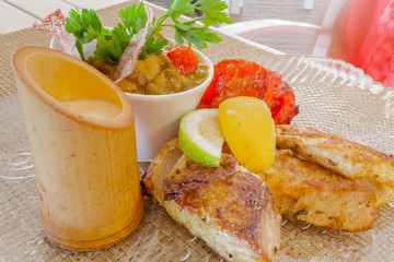 dorade grillée et ratatouille d'aubergine