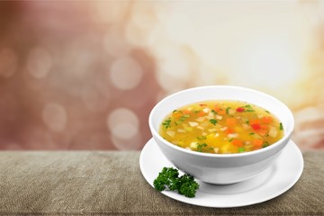Vegetable soup isolated on a white background