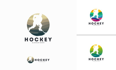 Abstract Circle Hockey logo designs concept vector, Sport Hockey logo template