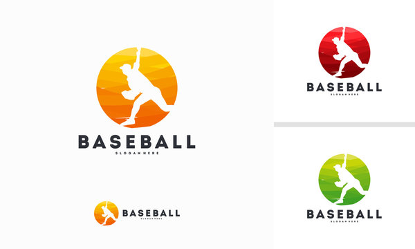 Abstract Circle Baseball logo designs concept vector, Baseball silhouette logo