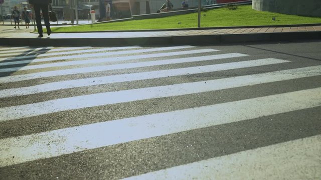 Business people crossing street, hurrying to office center, routine working day