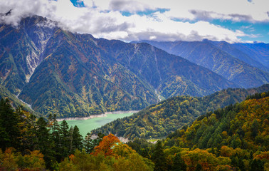 Mountain scenery at autumn in Japan