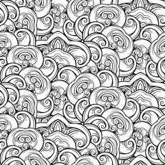 Black and white abstract stylized hearts seamless pattern.