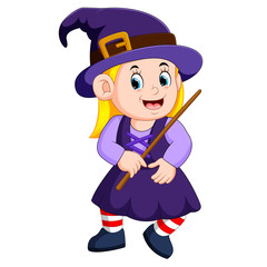 Obraz premium girl witch with a magic wand