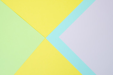 Obraz premium Pastel colored paper flat lay top view, background texture, pink, purple, yellow, beige, green and blue.