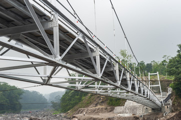 Suspension bridge in Boyong village, Yogyakarta, Indonesia