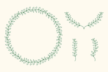 Vector illustration of hand drawn floral wreath