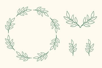 Vector illustration of hand drawn floral wreath