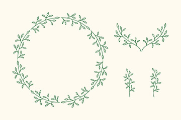 Vector illustration of hand drawn floral wreath