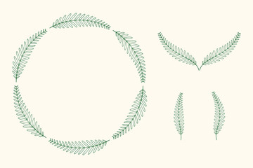 Vector illustration of hand drawn floral wreath