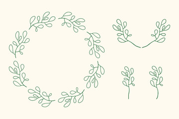 Vector illustration of hand drawn floral wreath