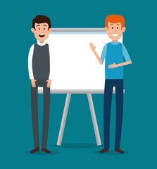 teacher with student characters