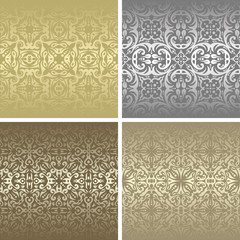 Set of seamless vintage patterns. Can be used for Design, Background, Banner, Invitation, Card and other. Silver design