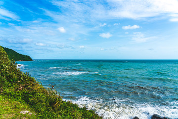 Beautiful Tropical Beach blue ocean background Summer view Sunshine at Sand and Sea Asia Beach Thailand Destinations 
