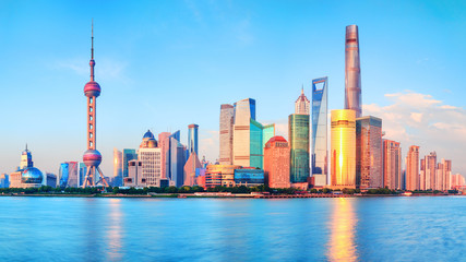 Panoramic View of the new modern district of Shanghai Pudong