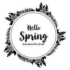 Hello spring with flower theme hand draw vector illustration