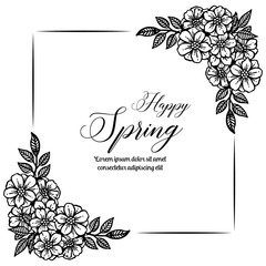 Happy spring frame floral hand drawn vector illustration