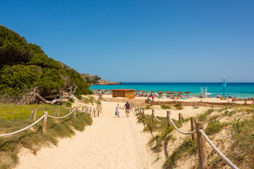 Beautiful view to the Mediterranean Sea from the beach Cala Agulla on the Spanish holiday island Mallorca