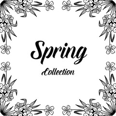 Spring with floral hand drawn frame vector illustration