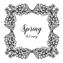 Spring is coming floral lettering design vector illustratrion