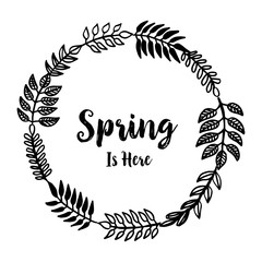 Spring is here floral frame design hand draw vector illustration