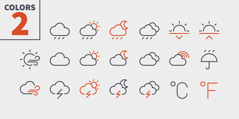 Weather UI Pixel Perfect Well-crafted Vector Thin Line Icons 48x48 Ready for 24x24 Grid for Web Graphics and Apps with Editable Stroke. Simple Minimal Pictogram Part 2-3