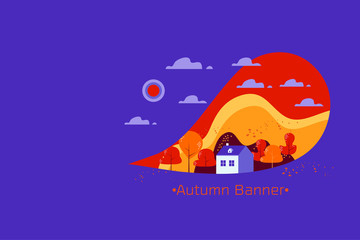 Obraz premium Autumn landscape vector illustration