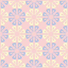 Floral pale pink seamless background. Floral pattern with light blue and yellow elements