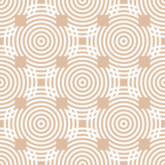 Fototapeta premium Beige and white geometric ornament. Seamless pattern