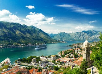 Fototapeta na wymiar Kotor, Montenegro. Bay of Kotor the most beautiful landscape on Adriatic Sea
