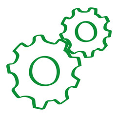 Handgezeichnete Zahnräder in grün