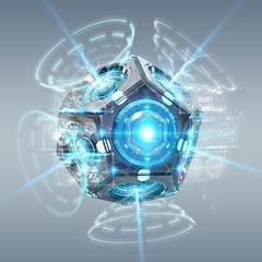 Futuristic drone security camera illustration 3D rendering