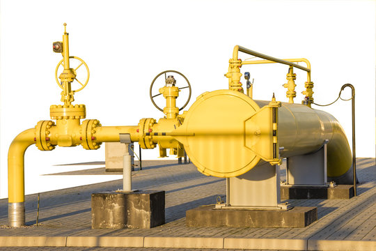 gas valve, gas pipeline installation, isolated, on a white background