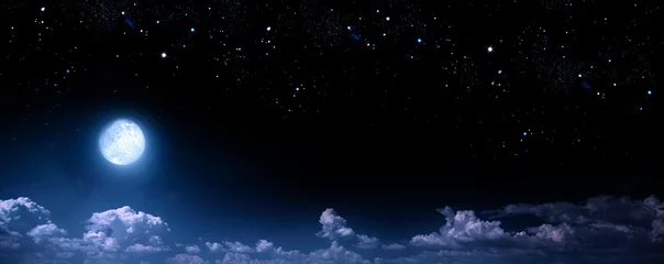 Foto op Plexiglas mooie achtergrond, nachtelijke hemel met volle maan © nj_musik