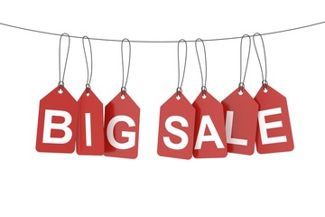 Big sale tag. 3D rendering.