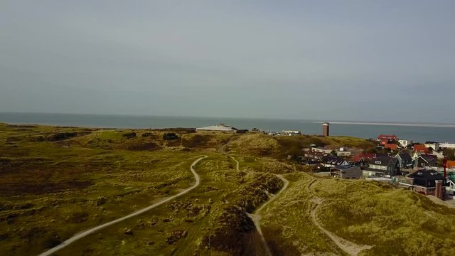 Droneshot of dunes in Den Helder