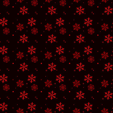 Christmas seamless pattern of red snowflakes on black eps 10
