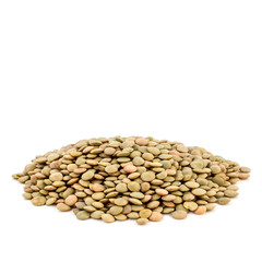 Lentils on white background