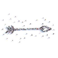 A lot of people form arrow, direction, icon . 3d rendering.