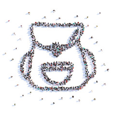 A lot of people form backpack, hike, icon . 3d rendering.