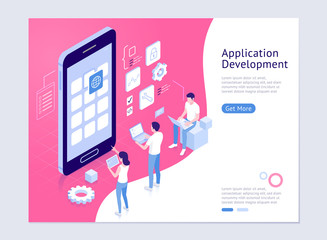 Application development vector isometric illustrations.