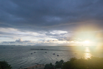 Beautiful sky and sea in sun set.