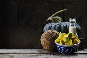 pumpkin in coconut milk Thai style dessert