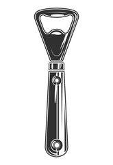 Vintage bottle opener concept in monochrome style isolated vector illustration