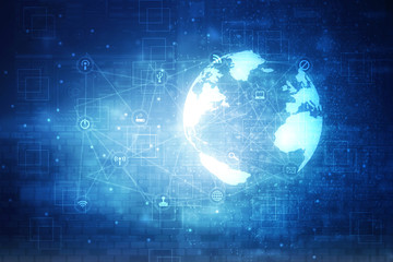 2d illustration Network community concept . Mixed media