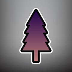 Obraz premium New year tree sign. Vector. Violet gradient icon with black and 