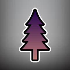 New year tree sign. Vector. Violet gradient icon with black and 