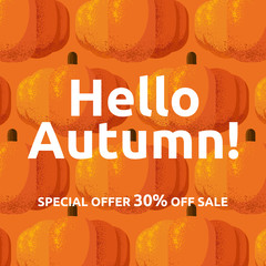 Autumn sale banner with grain shadow style for autumn season
