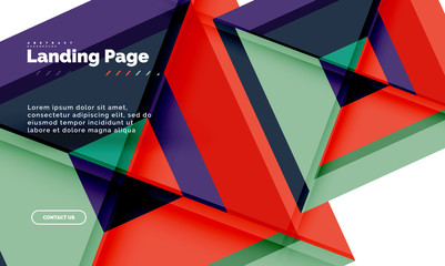 Square shape geometric abstract background, landing page web design template