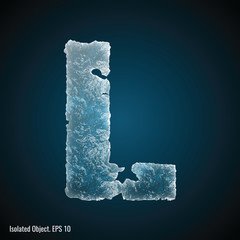 Ice Font / isolated ice shaped letter L vector illustration